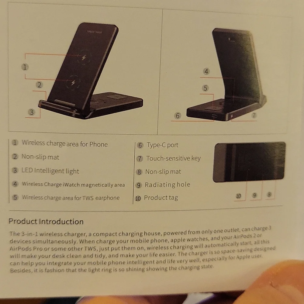MINI FOLDING WIRELESS CHARGER 3 IN 1 CHARGING STATION Phone Watch Ear NEW …